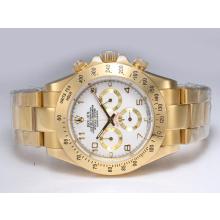 Rolex Daytona Working Chronograph Full Gold with White Dial Number Marking