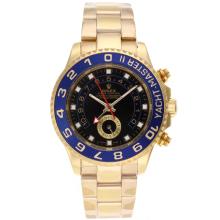 Rolex Yacht-Master II Automatic Working GMT Full Gold with Black Dial Blue Bezel