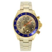 Rolex Yacht-Master II Automatic Working GMT Full Gold with Golden Dial Blue Bezel