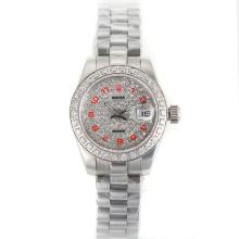 Rolex Datejust Automatic Diamond Bezel and Dial with Red Number Markers S/S-Sapphire Glass-1