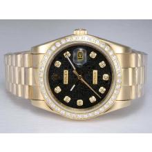 Rolex Dateiust Automatic Full Gold with Diamond Bezel and Marking-Black Computer Dial