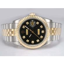 Rolex Datejust Automatic Two Tone with Diamond Marking-Black Computer Dial