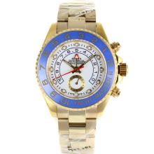 Rolex Yachtmaster II Working GMT Automatic Full Gold with White Dial Blue Ceramic Bezel