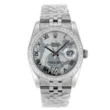 Rolex Datejust Automatic Diamond Bezel Roman Markers with White Dial Flowers Illustration