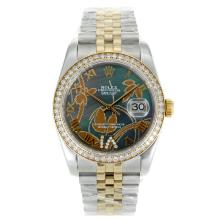 Rolex Datejust Automatic Two Tone Diamond Bezel Roman Markers with MOP Dial Flowers Illustration-7