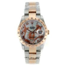 Rolex Datejust Automatic Two Tone Diamond Bezel Roman Markers with White MOP Dial Flowers Illustration-3