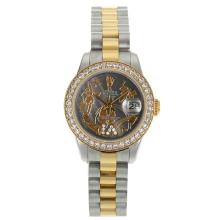 Rolex Datejust Automatic Two Tone Diamond Bezel Roman Markers with MOP Dial Flowers Illustration-5