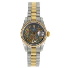 Rolex Datejust Automatic Two Tone Roman Markers with MOP Dial Flowers Illustration-2