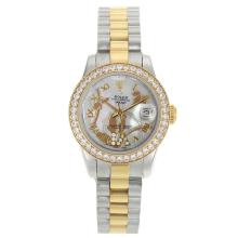 Rolex Datejust Automatic Two Tone Roman Markers with White MOP Dial Flowers Illustration-4