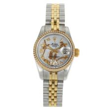 Rolex Datejust Automatic Two Tone Roman Markers with White MOP Dial Flowers Illustration-3