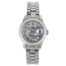Rolex Datejust Automatic Diamond Bezel Roman Markers with White MOP Dial Flowers Illustration-2