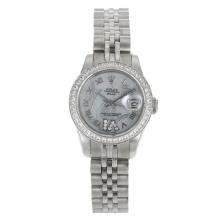 Rolex Datejust Automatic Diamond Bezel Roman Markers with White MOP Dial Flowers Illustration-1