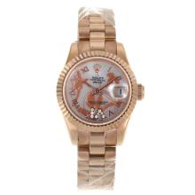 Rolex Datejust Automatic Full Rose Gold Roman Markers with White MOP Dial Flowers Illustration-1