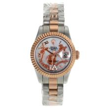 Rolex Datejust Automatic Two Tone Roman Markers with White MOP Dial Flowers Illustration-2