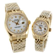 Rolex Datejust Automatic Full Gold Diamond Markers with White Dial Sapphire Glass-2