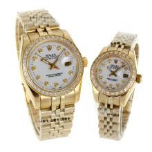 Rolex Datejust Automatic Full Gold Diamond Bezel and Markers with White Dial Sapphire Glass-2