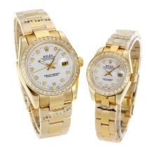 Rolex Datejust Automatic Full Gold Diamond Bezel and Markers with White Dial Sapphire Glass