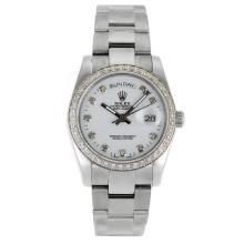 Rolex Day-Date Automatic Diamond Bezel and Markers with White Dial Sapphire Glass