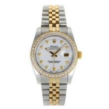 Rolex Datejust Automatic Two Tone Diamond Bezel and Markers with White Dial Sapphire Glass