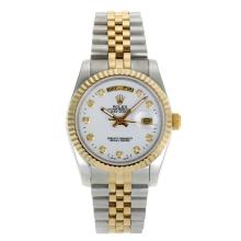 Rolex Day-Date Automatic Two Tone Diamond Markers with White Dial Sapphire Glass-2