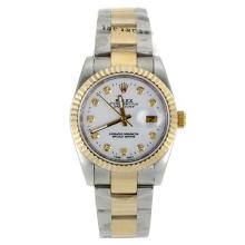 Rolex Datejust Automatic Two Tone Diamond Markers with White Dial Sapphire Glass