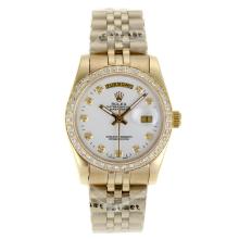 Rolex Day-Date Automatic Full Gold Diamond Bezel and Markers with White Dial Sapphire Glass-2