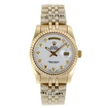 Rolex Day-Date Automatic Full Gold Diamond Markers with White Dial Sapphire Glass-2
