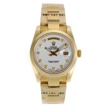 Rolex Day-Date Automatic Full Gold Diamond Markers with White Dial Sapphire Glass-1