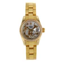 Rolex Datejust Automatic Full Gold Roman Markers with Mop Dial Flowers Illustration-2