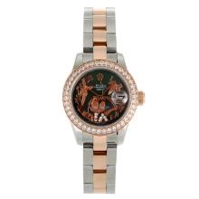 Rolex Datejust Automatic Two Tone Diamond Bezel Roman Markers with MOP Dial Flowers Illustration-2