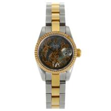 Rolex Datejust Automatic Two Tone Roman Markers with MOP Dial Flowers Illustration