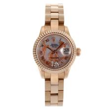 Rolex Datejust Automatic Full Rose Gold Roman Markers with MOP Dial Flowers Illustration-1