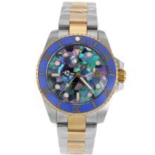 Rolex Submarier Automatic Two Tone Blue Ceramic Bezel with Puzzle Style MOP Dial Dome Sapphire Glass