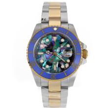Rolex Submariner Automatic Two Tone Blue Ceramic Bezel with Puzzle Style MOP Dial Sapphire Glass