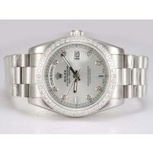 Rolex Day-Date Automatic Diamond Bezel with Silver Dial