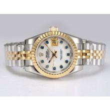 Rolex Datejust Automatic Two Tone with Blue Diamond Marking-White Dial