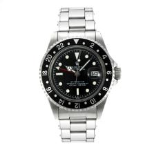 Rolex GMT-Master Swiss ETA 2836 Movement Vintage Edition with Black Dial White Markers-Rivet Strap