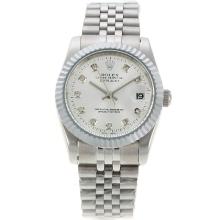 Rolex Datejust Automatic Diamond Markers with Silver Dial S/S-Sapphire Glass