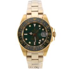 Rolex GMT-Master Automatic Full Yellow Gold with Green Bezel and Dial Medium Size