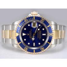 Rolex Submariner Swiss ETA 2836 Movement with 14K Wrapped Gold-Two Tone with Blue Dial and Bezel