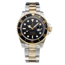 Rolex Submariner Swiss ETA 2836 Movement with 14K Wrapped Gold-Two Tone with Black Dial and Bezel