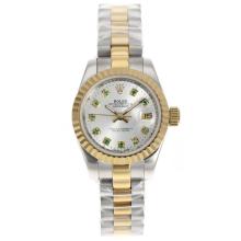 Rolex Datejust Automatic Two Tone with Diamond Marking-Silver Dial