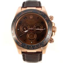 Rolex Daytona II Automatic Rose Gold Case Ceramic Bezel with Brown Dial Leather Strap