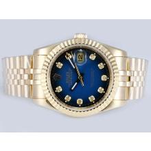 Rolex Datejust Automatic Full Gold Diamond Markings with Blue Dial