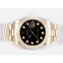 Rolex Datejust Automatic Full Gold with Diamond Bezel-Black Dial