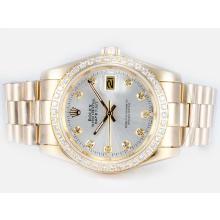 Rolex Datejust Automatic Full Gold with Diamond Bezel and Marking-Silver Dial