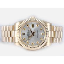 Rolex Datejust Automatic Full Gold with Silver Dial Diamond Marking