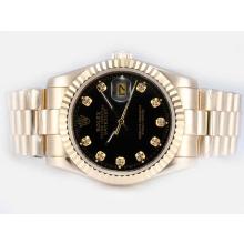 Rolex Datejust Automatic Full Gold with Black Dial Diamond Marking