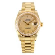 Rolex Datejust Automatic Full Gold Diamond Bezel with MOP Dial Same Chassis as ETA Version-1