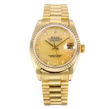 Rolex Datejust Automatic Full Gold Diamond Markers with MOP Dial Same Chassis as ETA Version-1